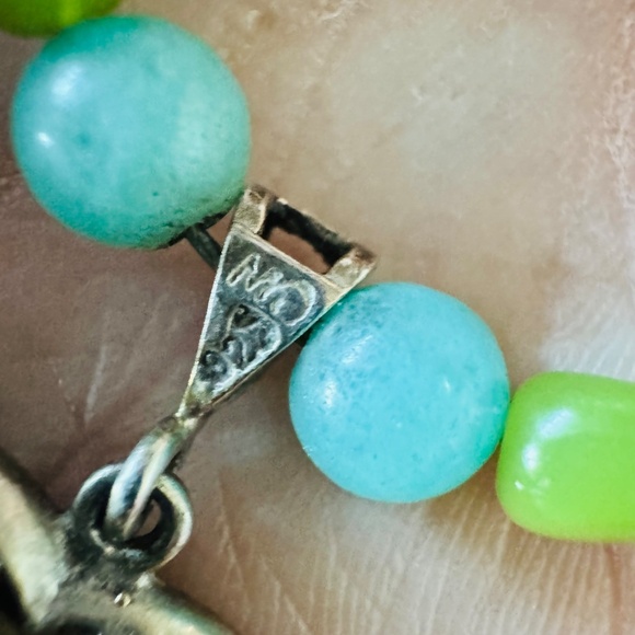 .925 RARE GREEN AMBER AMMONITE CLEAR QUARTZ bracelet - Picture 6 of 8